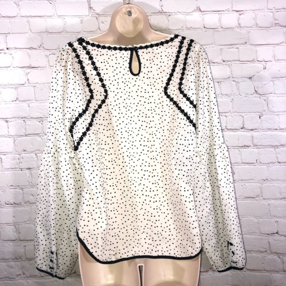 Free People Polka Dot Sheer Blouse Top - Picture 3 of 6